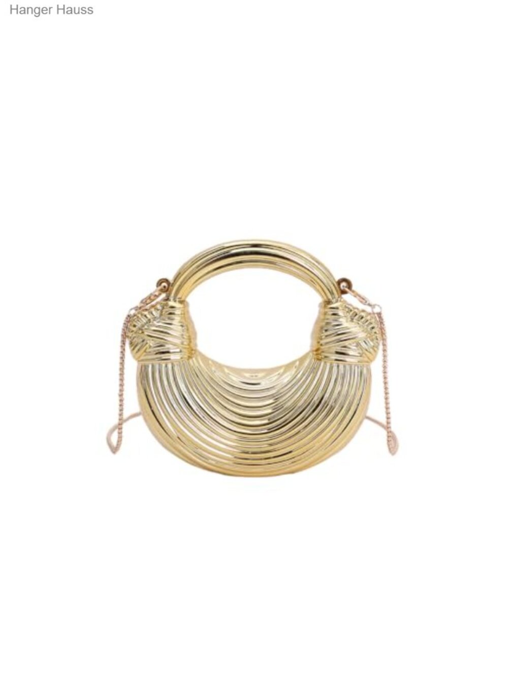 Mini Crescent Acrylic Crossbody Bag with Gold-Tone Chain Strap